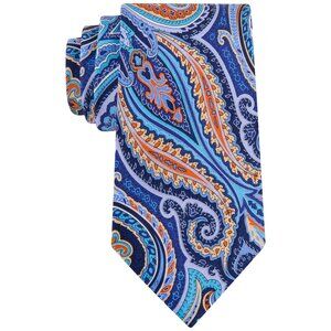GEOFFREY BEENE Blue Orange Paisley Charming Silk Classic Tie